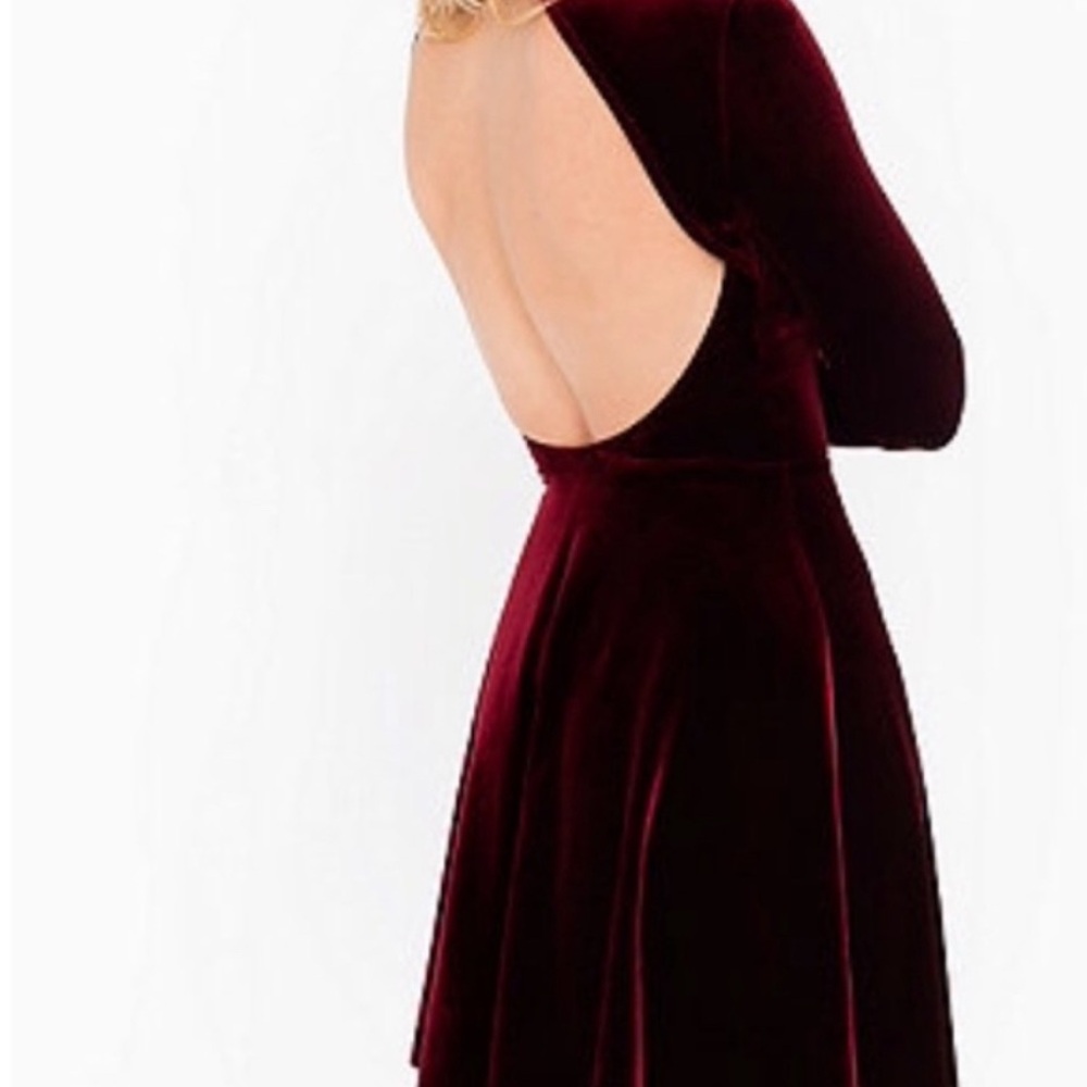 American Apparel Asymmetrical Velvet Dress in Deep Burgundy,Size XS